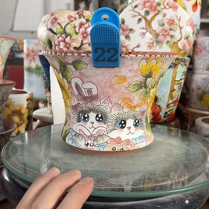 满38包邮景德镇手绘花盆性价比超高