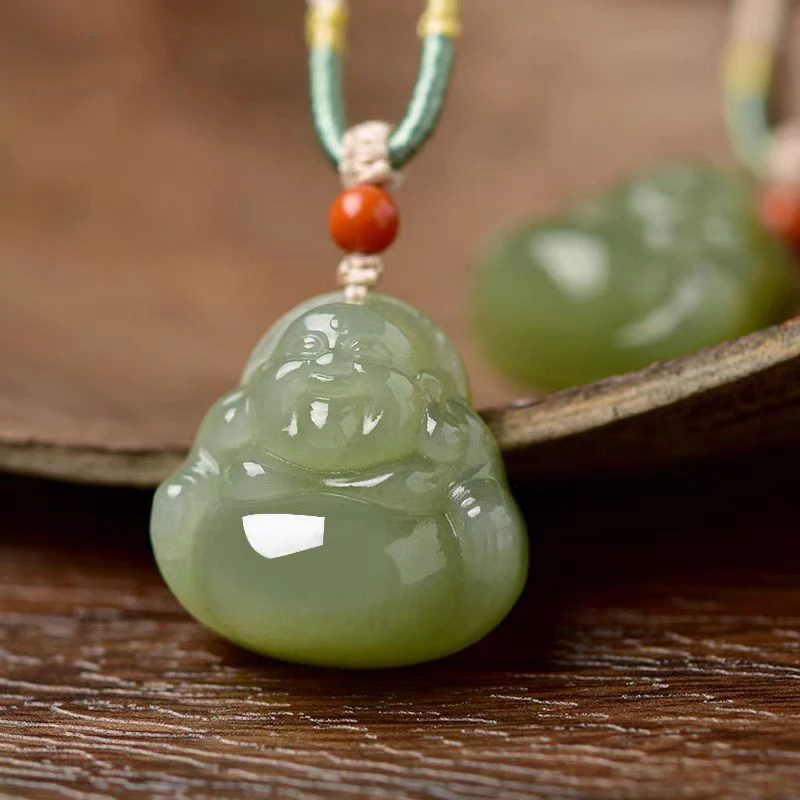 浅晴水抱抱佛公吊坠天然和田玉优选大肚无棉裂男女情侣款中式风