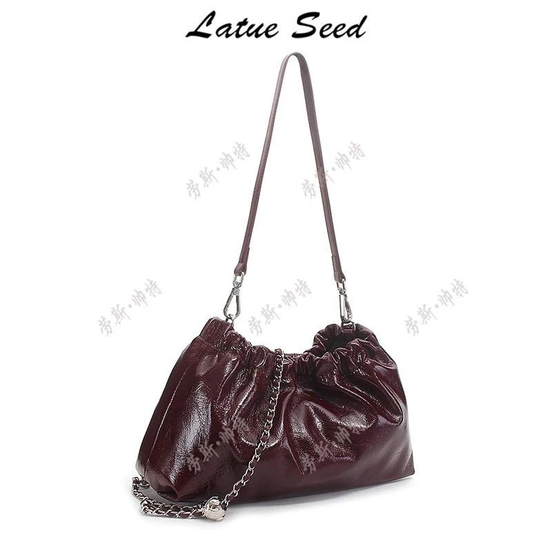 【C374-油蜡酒红】295*95*175新品简约潮流休闲单肩斜挎女包25539