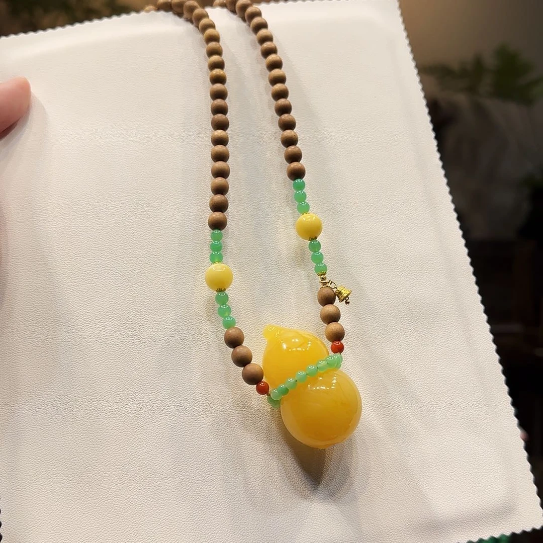 蜜蜡未镶嵌项链蜜蜡葫芦