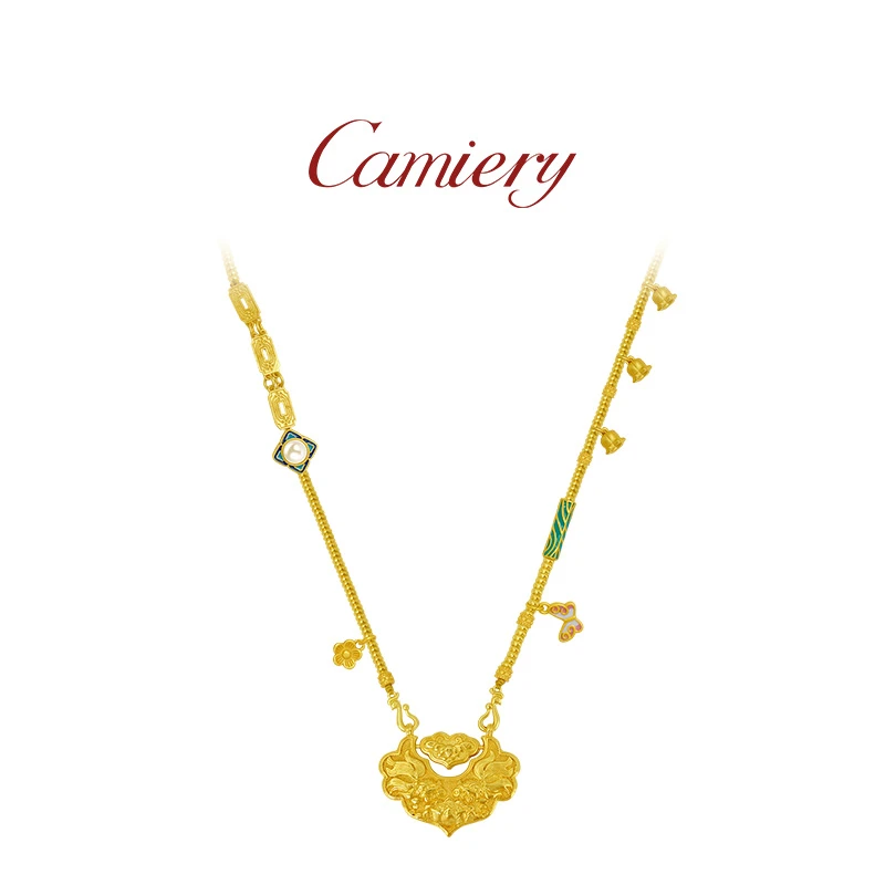 CAMIERY 新中式古法锦鲤如意锁百搭平安项链xx007