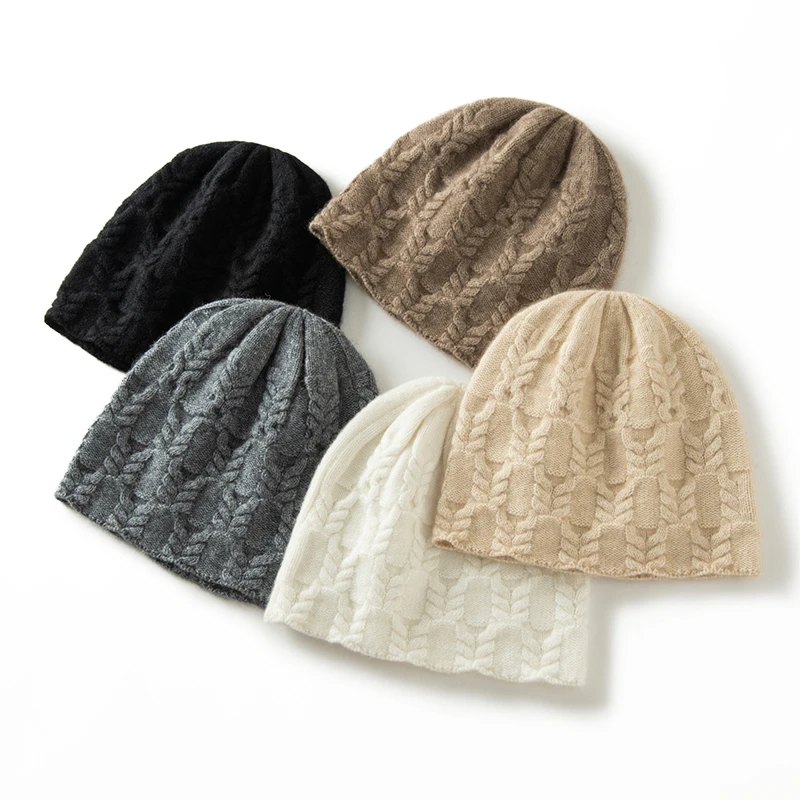 羊绒渔夫帽春秋冬季扭花秋冬无檐帽子女士秋冬季百搭冷帽