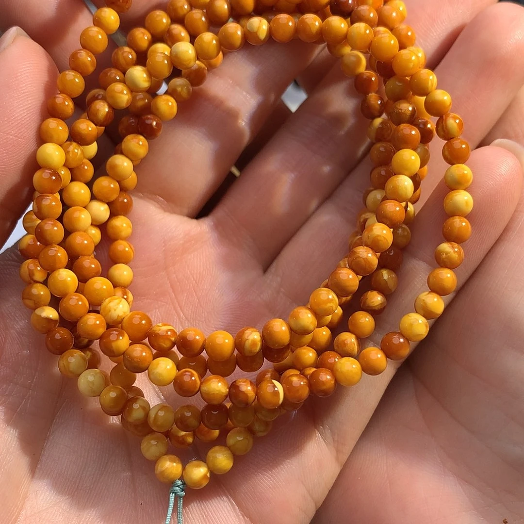 蜜蜡未镶嵌手串蜜斜跨链