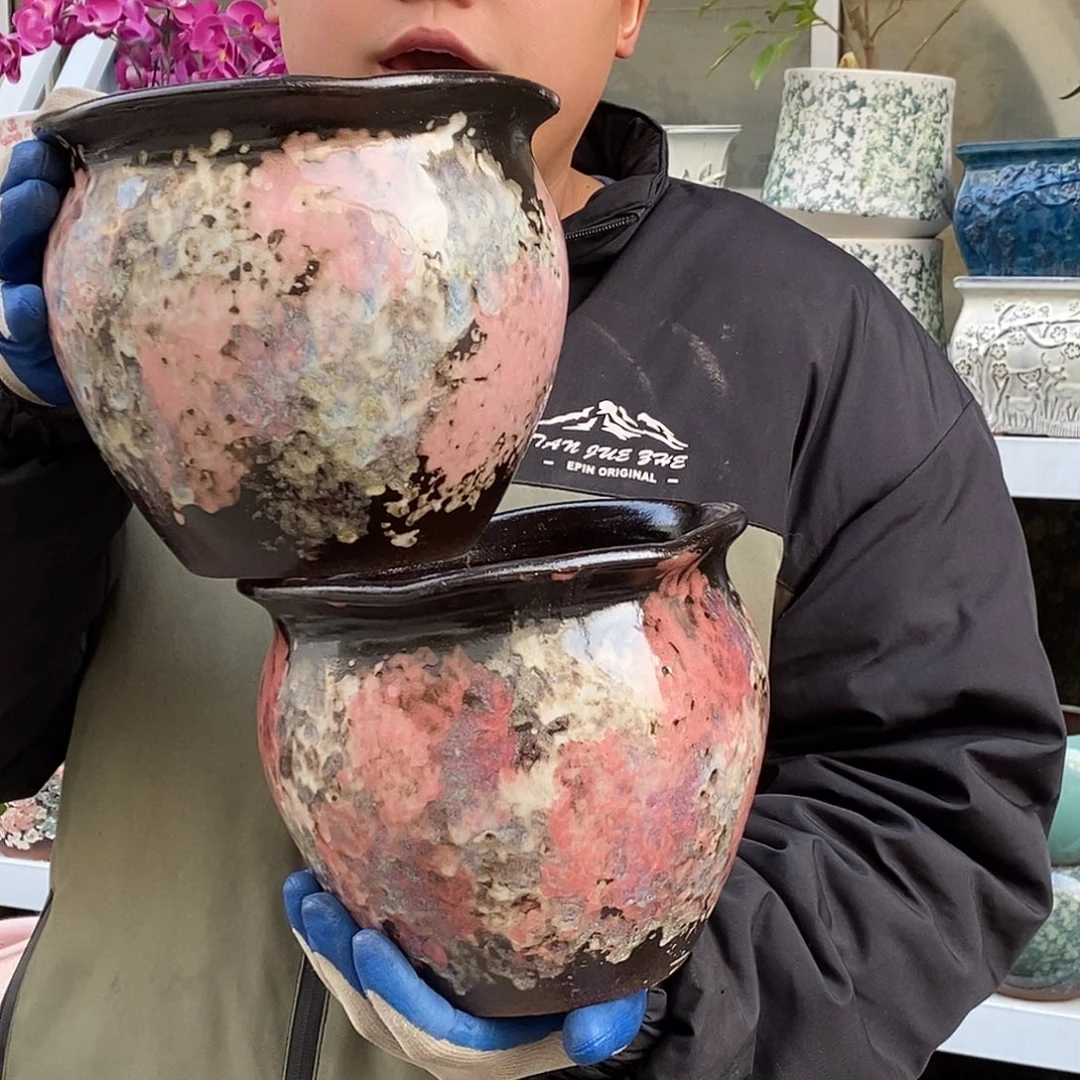 紫砂花盆口20高18福福利