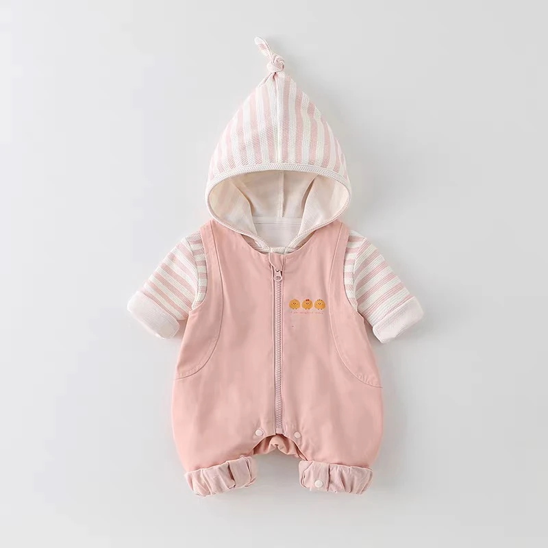 女宝宝春秋连体衣服婴幼儿新品时尚潮流爬服两件套外出爬服哈衣