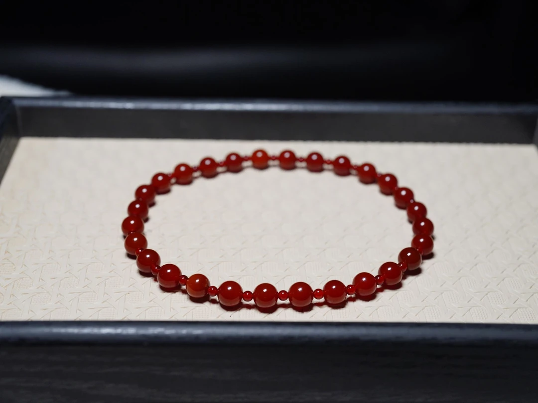 （明星同款）时尚红玛瑙双圈手串