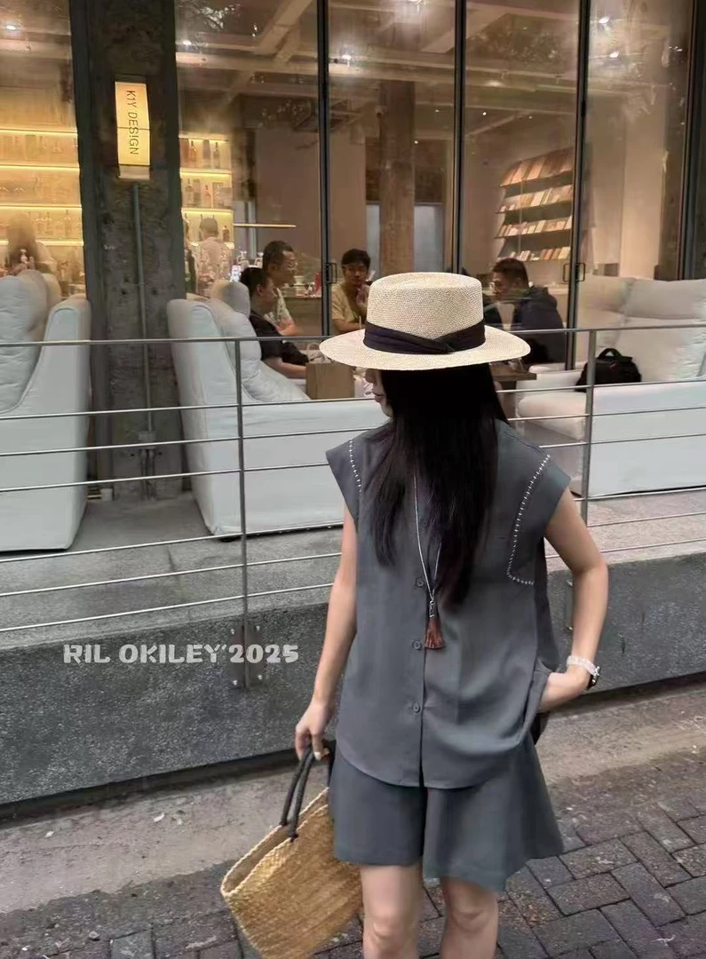 【钰姐精选】一枝2586-老钱风慵懒森系背心百搭时尚套装休闲风气质