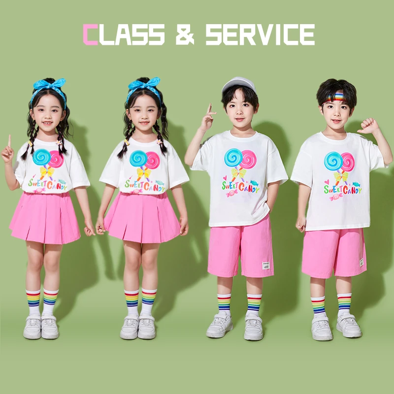 六一儿童表演服小学生啦啦队服卡通短袖夏幼儿园舞蹈合唱演出服装