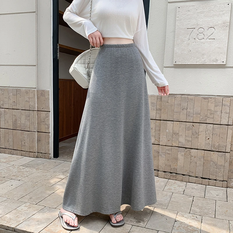 高级感灰色半身裙女夏季薄款修身显瘦垂感a字包臀伞裙中长款裙子