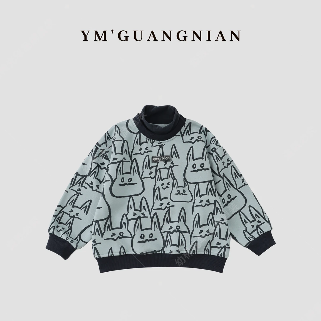 【幼棉优选】冬季男童加绒保暖百搭舒适圆领印花卫衣2201002