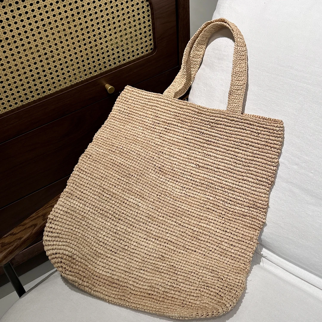 【塔鹿蕾】25年新品简约大气手工编制进口拉菲草手提单肩包FC891