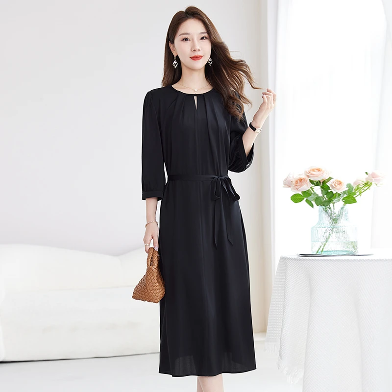 2025春夏新款桑蚕丝真丝气质轻奢女装连衣裙82599876