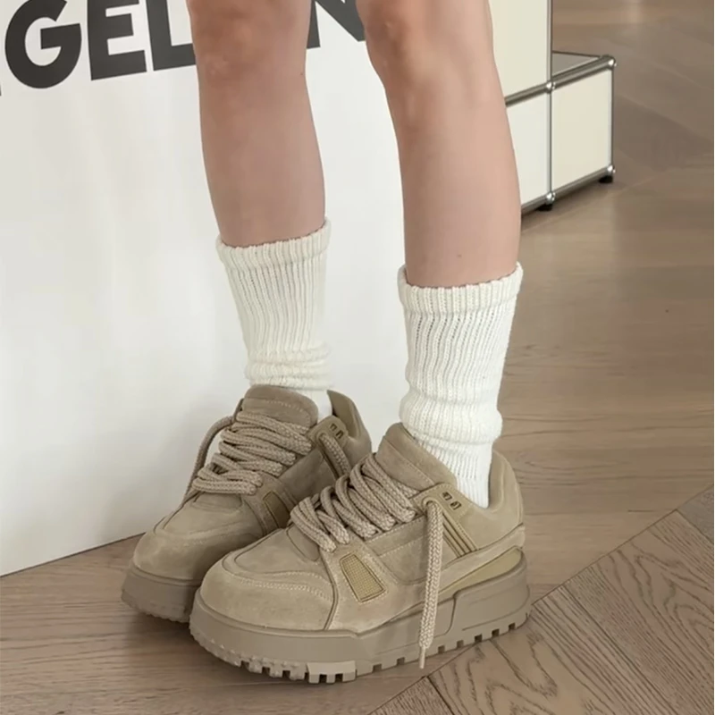 诗歌兰厚底增高板鞋女2025新款真皮轻便百搭运动休闲鞋潮335-668