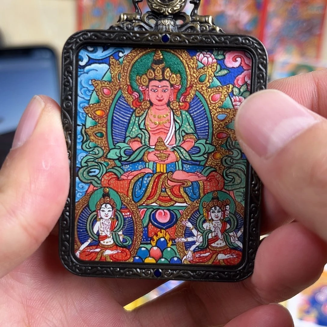 吊坠长寿三尊｜热贡手绘