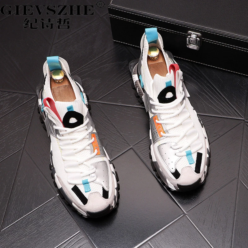 纪诗哲男士老爹鞋轻奢高端潮流网红鞋子秋男士秋季网面休闲阿甘鞋