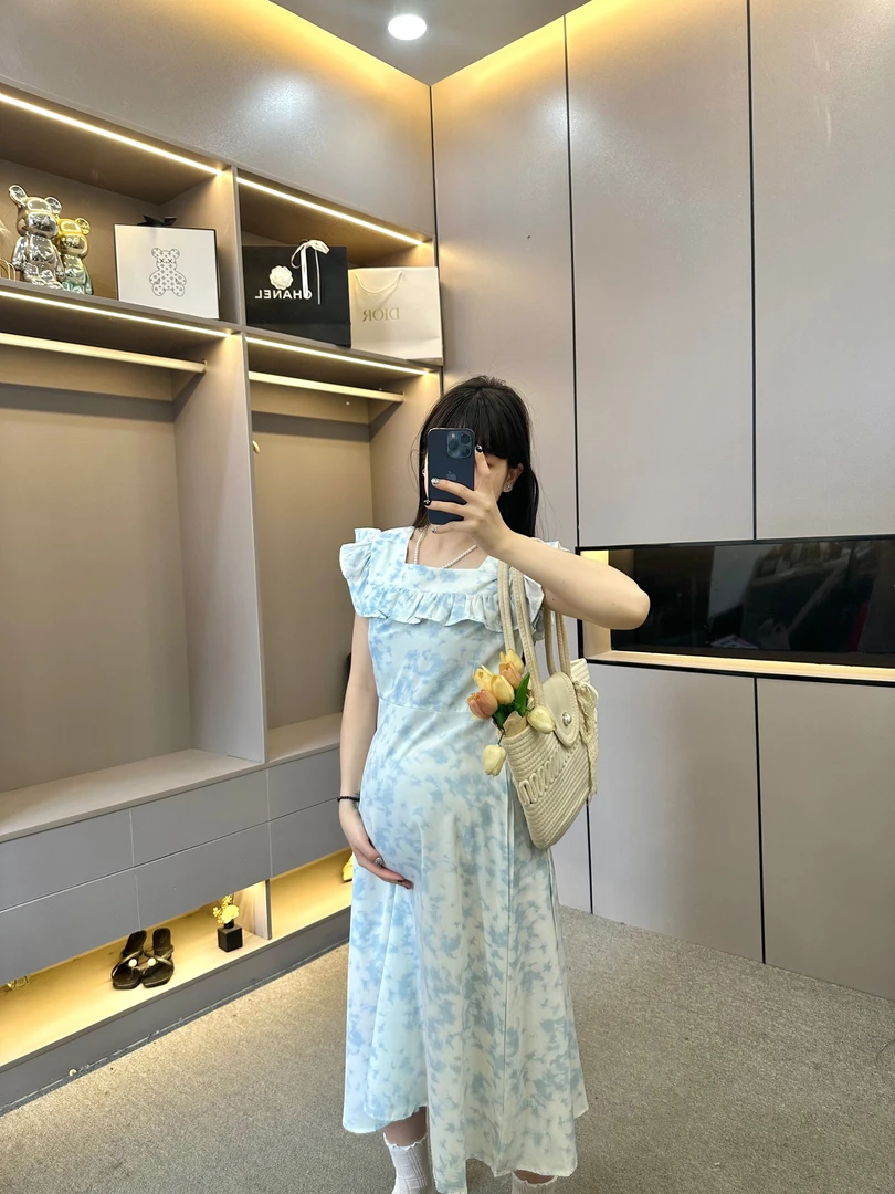 【清！】孕妇装辣妈款夏装连衣裙中长款小飞袖宽松潮妈孕妇装裙子