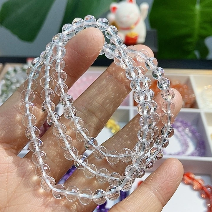 水晶手链未镶嵌白水晶多圈光面