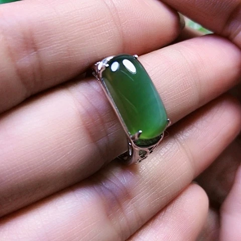 和田玉银S925镶嵌戒指