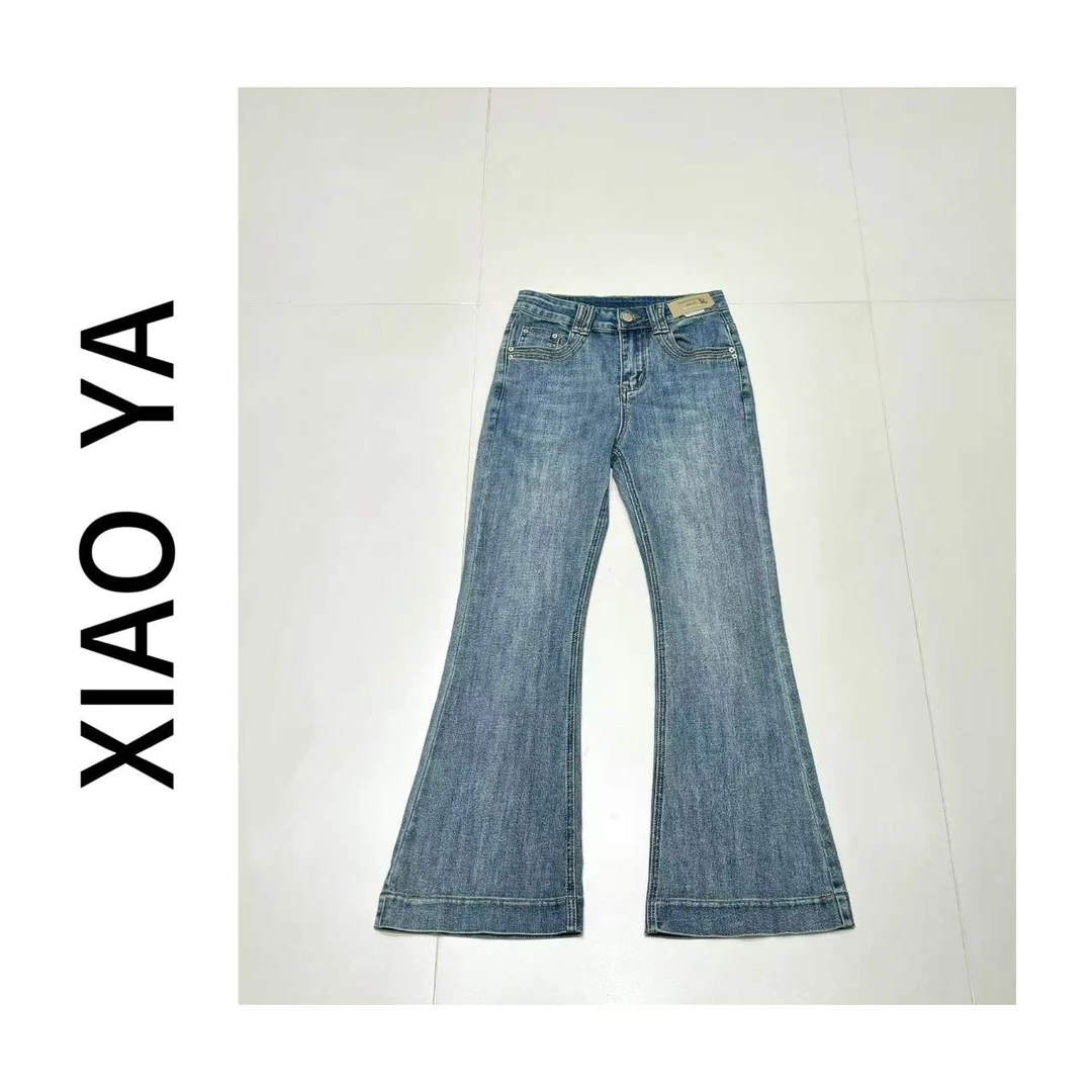 99661春季新款时尚简约百搭牛仔微喇裤 (裤长96)