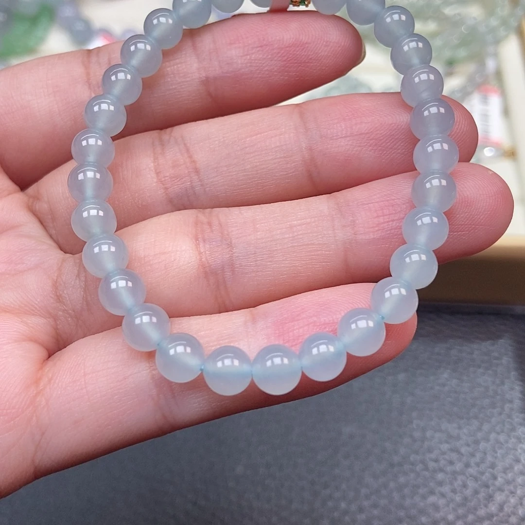 翡翠未镶嵌手链卡6冰蓝