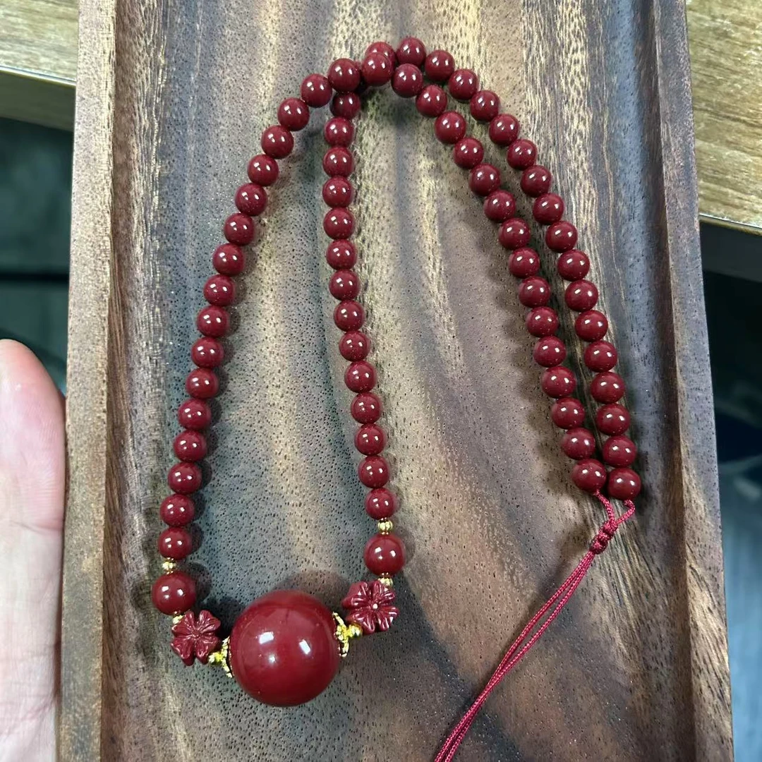 含辰砂工艺品精工设计配四叶草手工平行节珠链锁骨链项链挂件