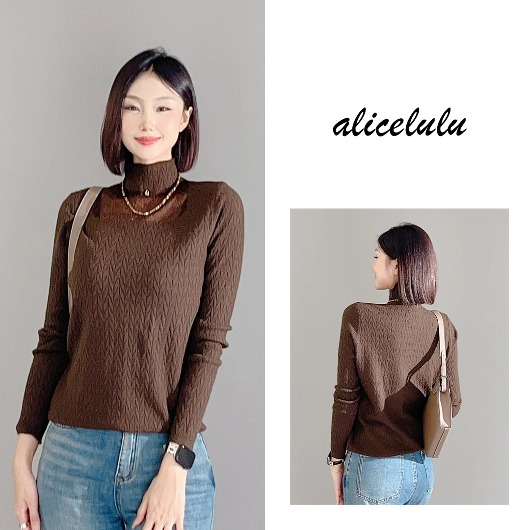 6alicelulu“回头率密码”毛衣网纱拼接时髦肌理S2139618T