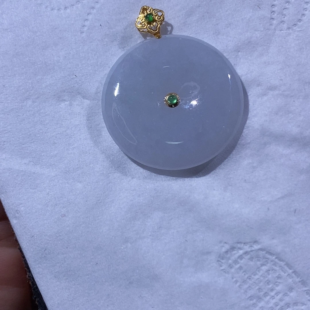 翡翠吊坠(不含链)18K金镶嵌