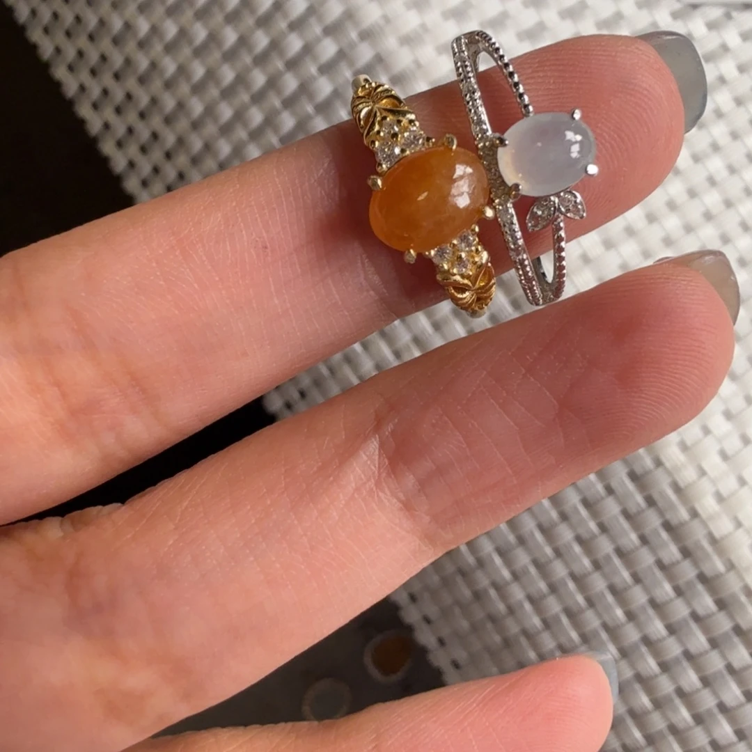 翡翠银S925镶嵌颈饰戒指
