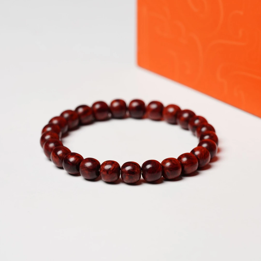 印度小叶紫檀满留疤8.5mm单圈精工手串