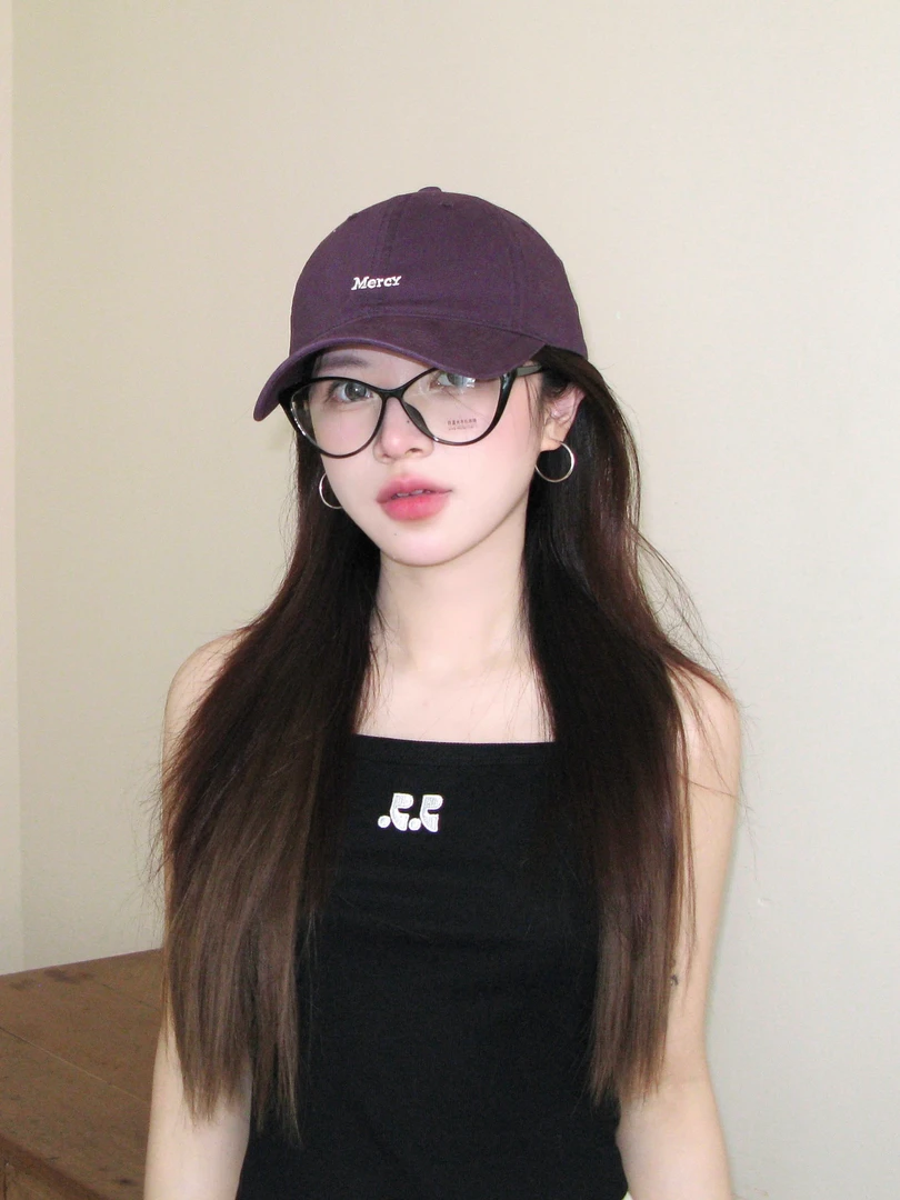 陈哈哈韩系简约刺绣显白蓝色棒球帽女显脸小百搭休闲防晒鸭舌帽