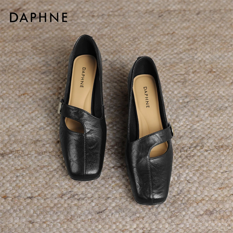 达芙妮法式玛丽珍鞋女一字带粗跟2025新款欧若智性风春季百搭单鞋