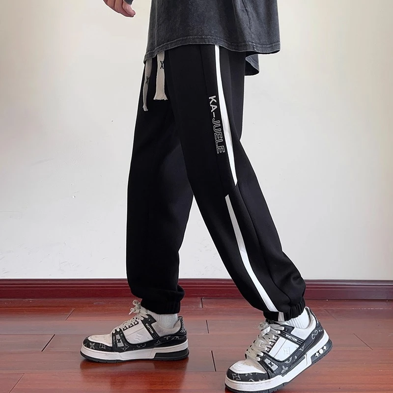 裤子男春秋款束脚休闲运动长裤宽松百搭大码青少年重磅抽绳卫裤子