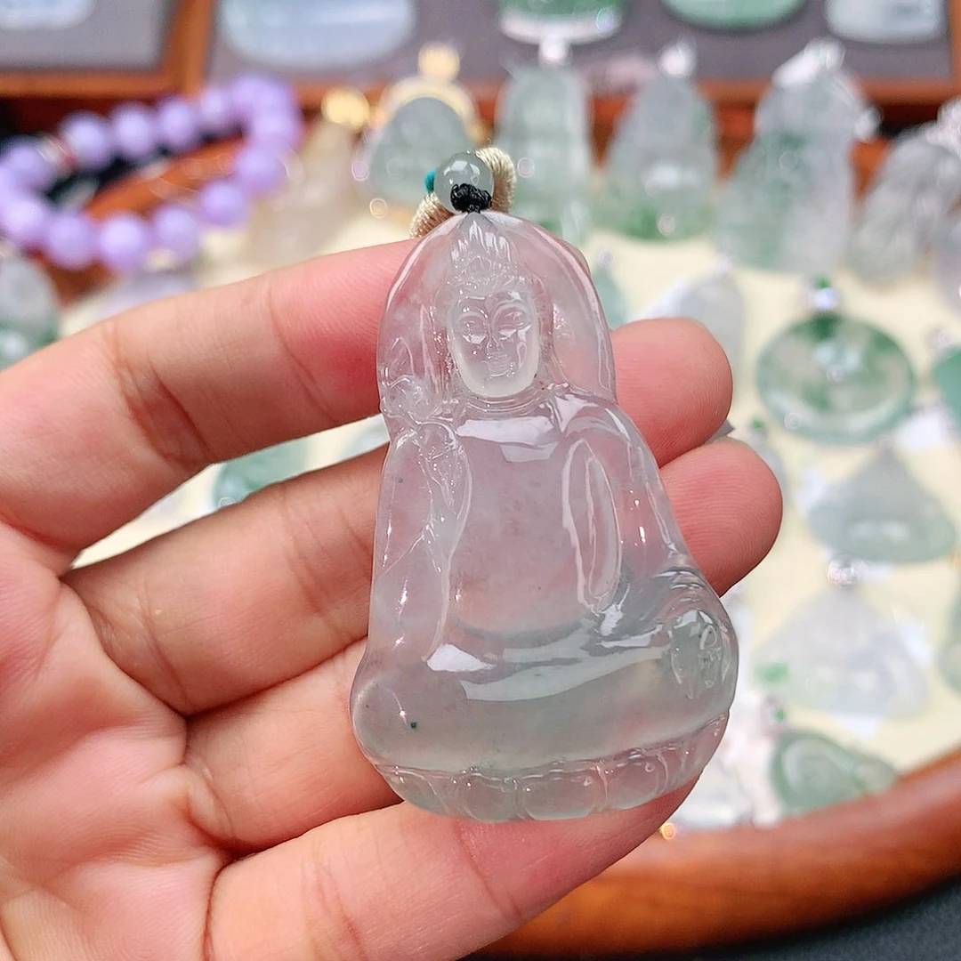 翡翠未镶嵌颈饰素衣观音