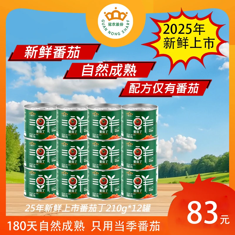 【25年新鲜生产】新疆冠农番茄丁西红柿酱罐头210g自然成熟 达人