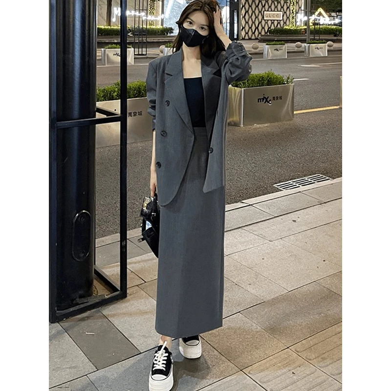 拉夏贝尔职场范西装套装裙女2025年春秋季季新款时尚半身裙两件套