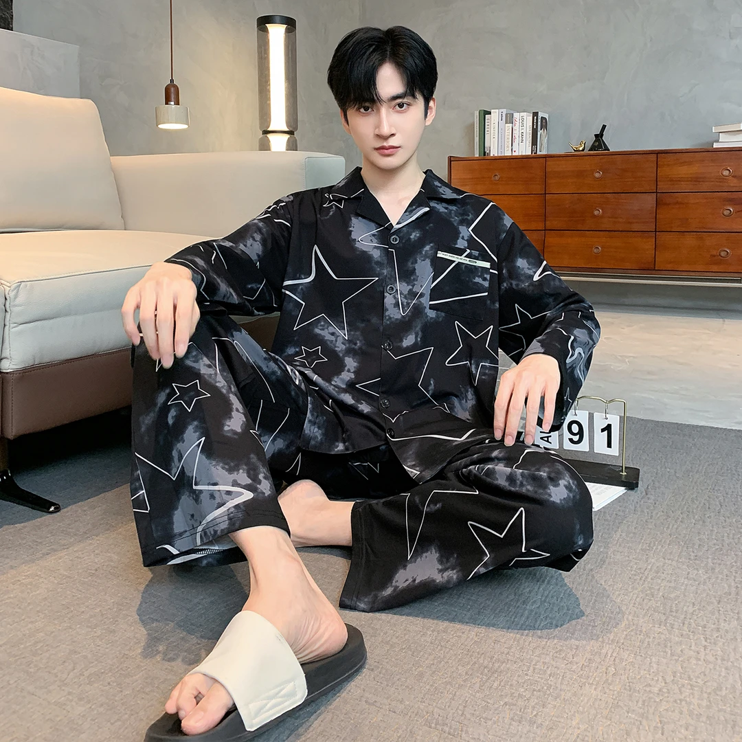 【秋季新款】新款男士纯棉睡衣2025春秋冬轻奢大码舒适可外穿套装