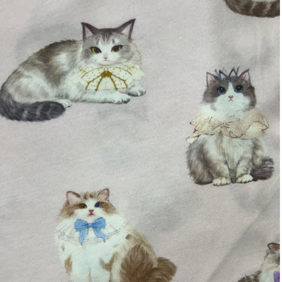 C712小时代家全棉磨毛单面粉猫公主
