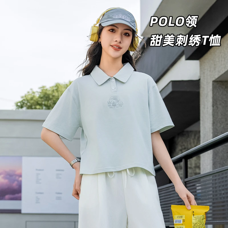 【翻领透气短袖T恤】女童2025夏季新款宽松POLO衫初中学生洋气5127