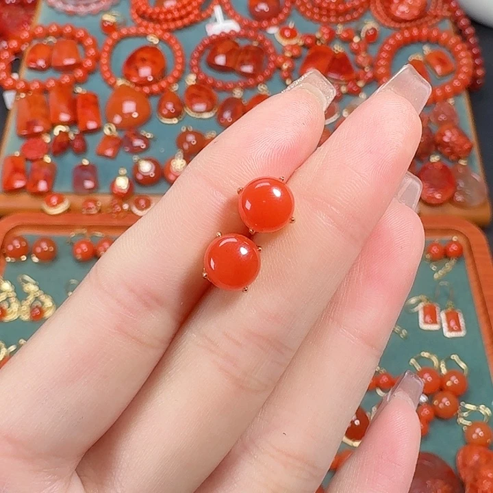 南红玛瑙银S925镶嵌8+