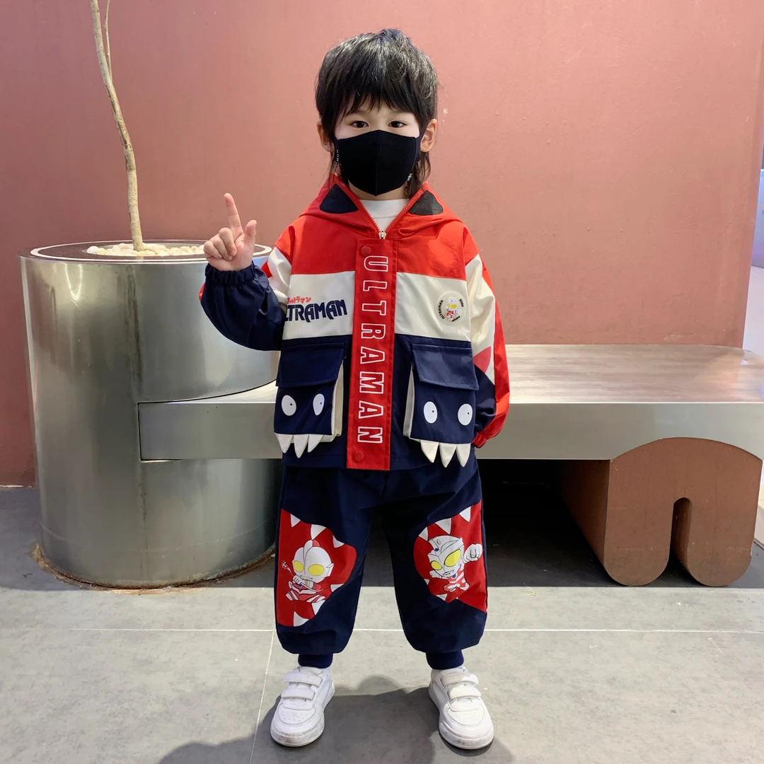 奥特曼童装男童春秋季套装洋气儿童衣服小男孩卡通宝宝休闲两件套