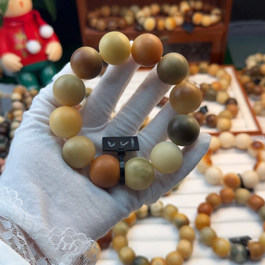 菩提根/象牙果手串卡22圆珠干磨微微瑕