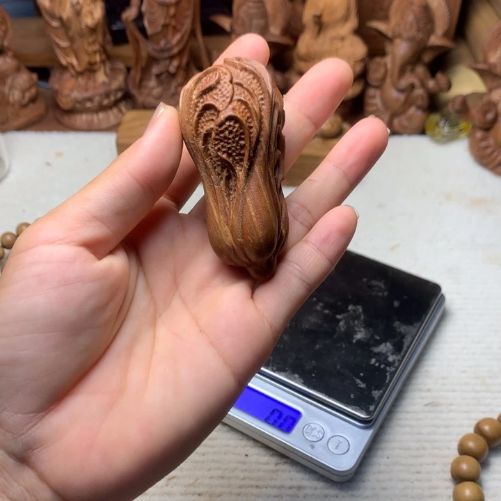 檀香木把件老山檀香白菜瑕疵