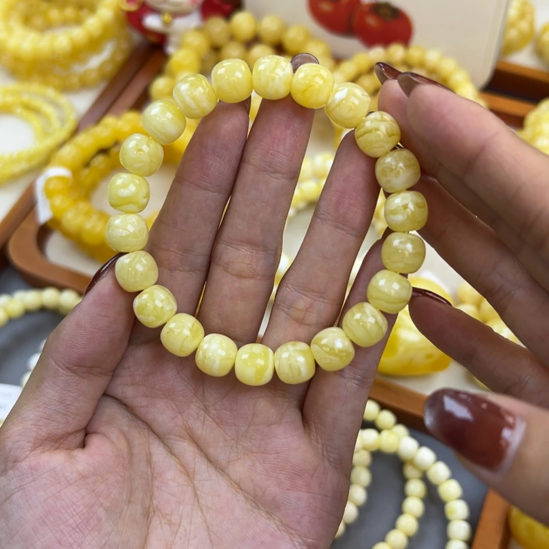 琥珀未镶嵌手链10mm 虎皮