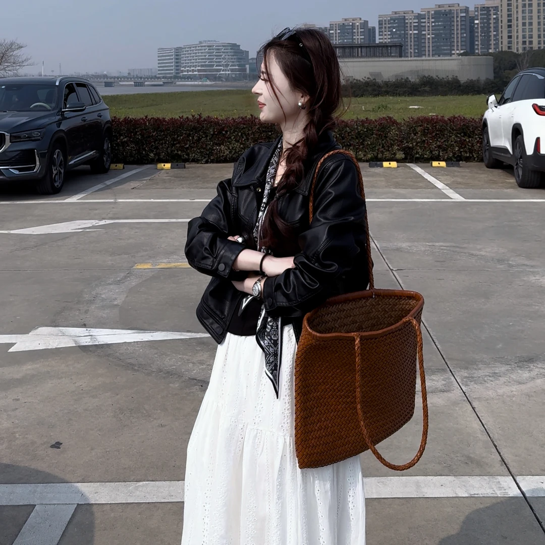 岑岑女装自制-首春新品【设计翻盖皮衣】定制款 软皮上衣百搭