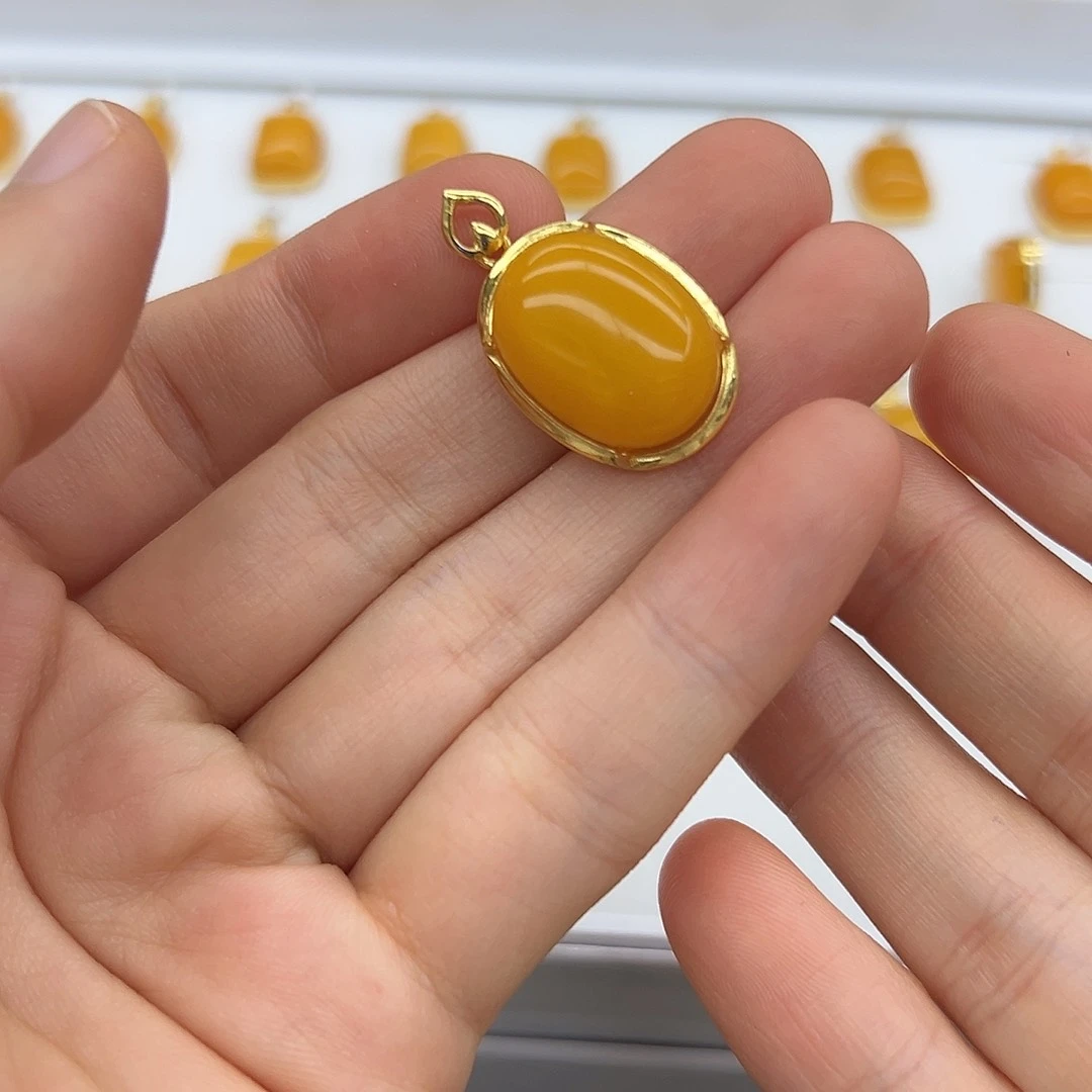 琥珀颈饰银S925镶嵌旖***木
