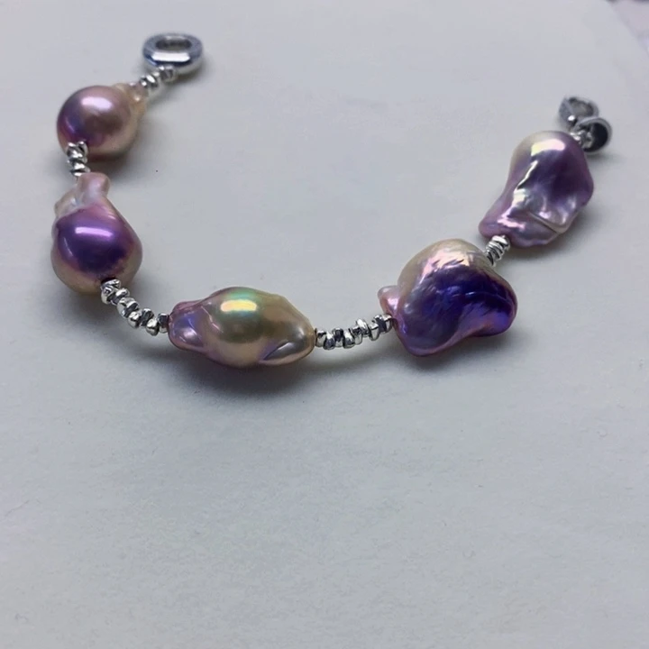 银S925镶嵌手绳淡水珍珠