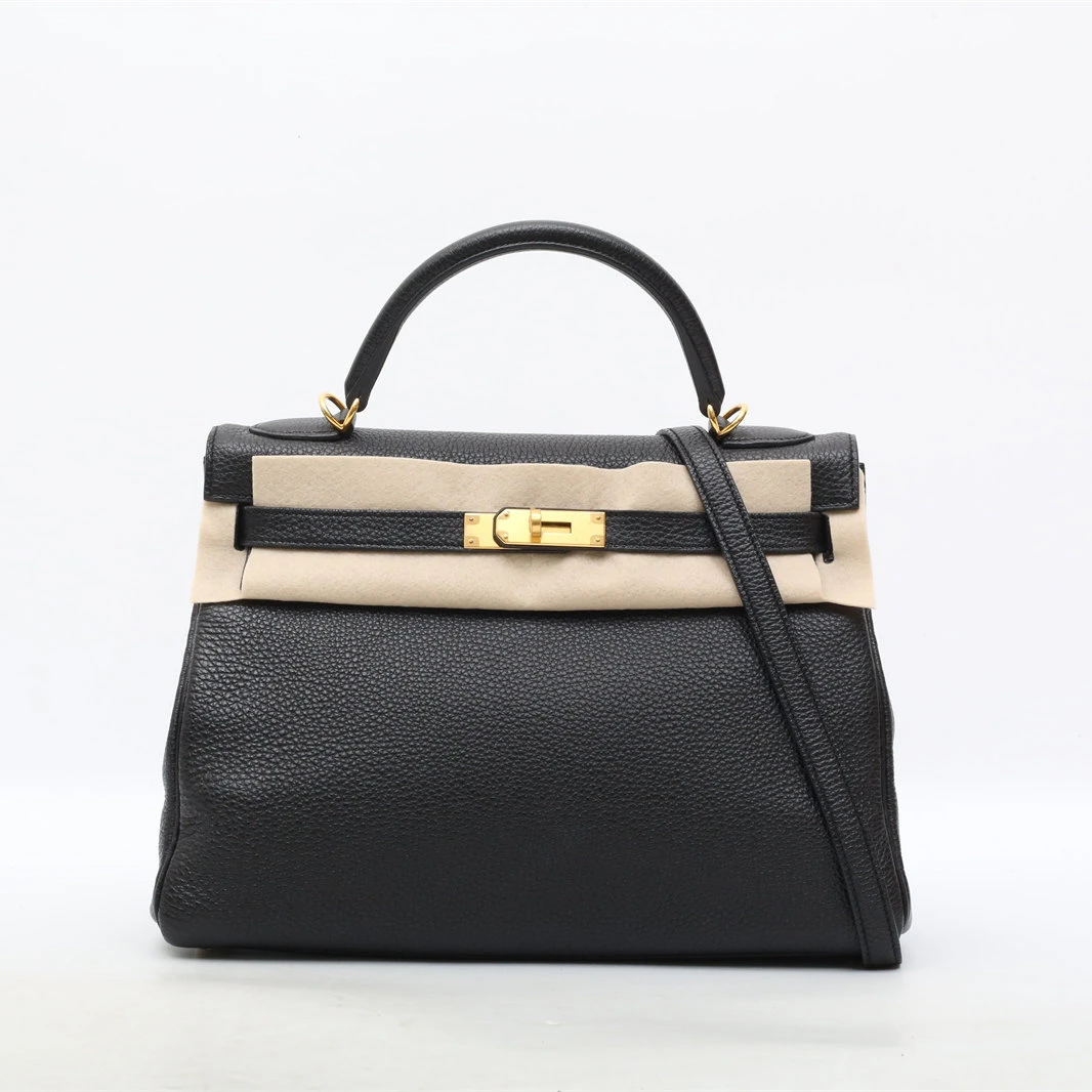99新 Hermes/爱马仕 【黑黑】Kelly 32 89黑色 Togo皮 框Q 单肩包