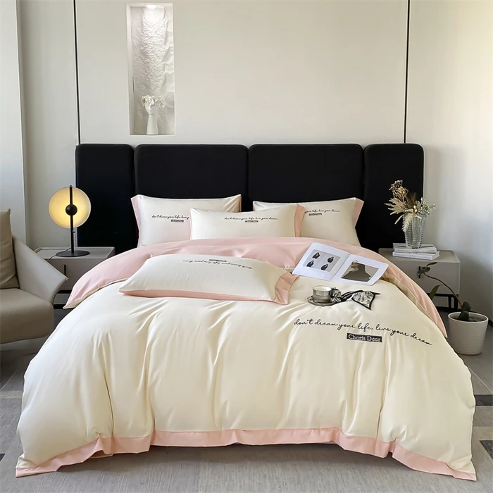 新款韩版亲肤水洗棉四件套丝滑轻奢简约简约时尚