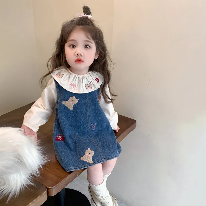 女童牛仔裙套装2025新款儿童春秋装韩版洋气女孩春季娃娃衫两件套