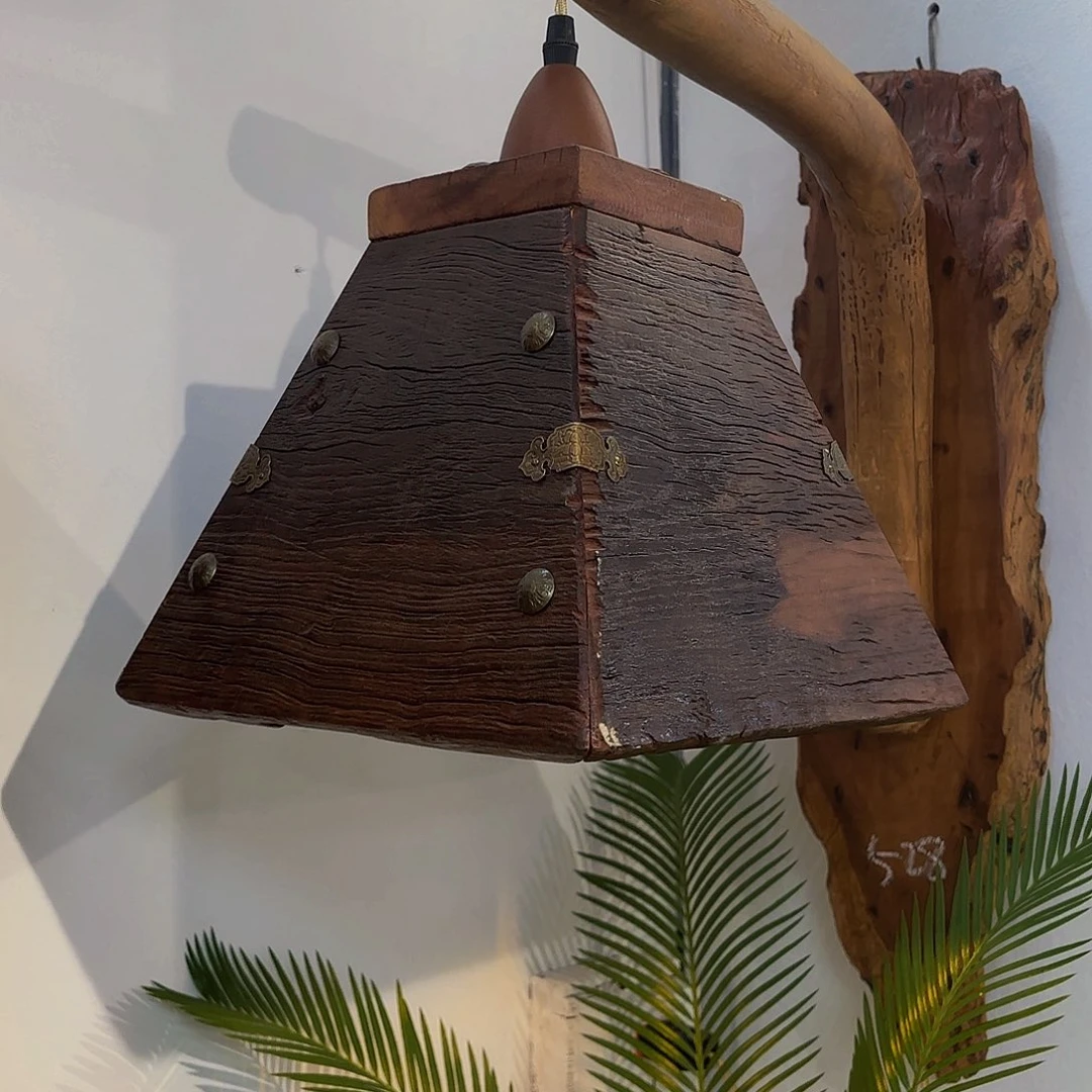 悟***了侘寂风老榆木灯罩